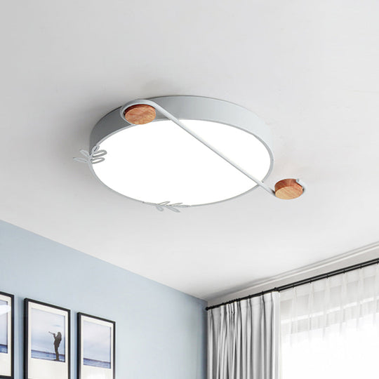 Geometric Led Ceiling Light In Nordic Style With Sprig Decor - Grey/White/Black - Wood For Living