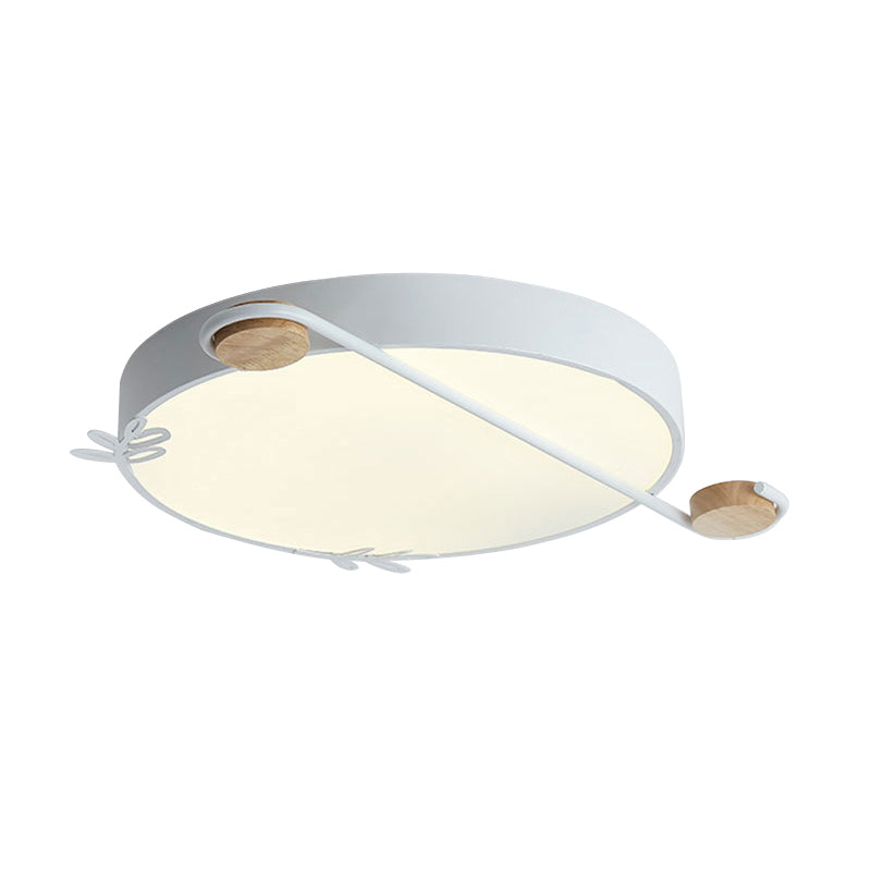 Geometric Led Ceiling Light In Nordic Style With Sprig Decor - Grey/White/Black-Wood For Living Room