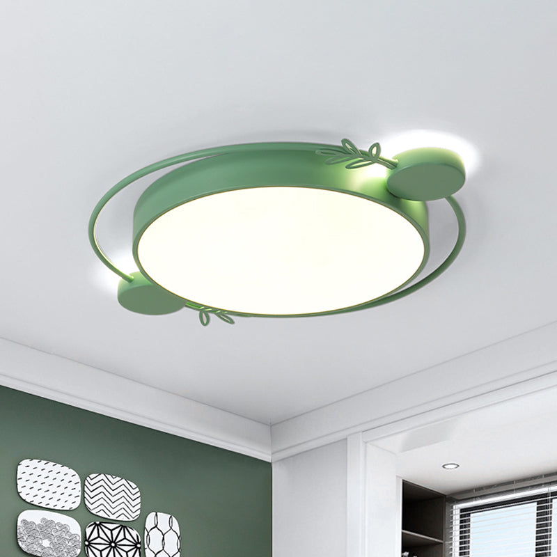 Modern Led Twig Round Iron Flush Mount Ceiling Light Green