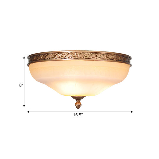 Country Bronze Flush Mount Ceiling Light With Frosted Glass And 3/5 Lights - 14’/16.5’/20’ Width