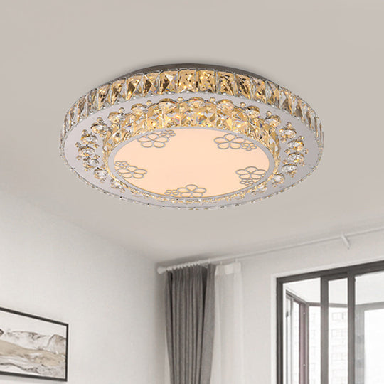Modern Crystal Petal Led Flush Mount Ceiling Light In Nickel Finish For Bedroom