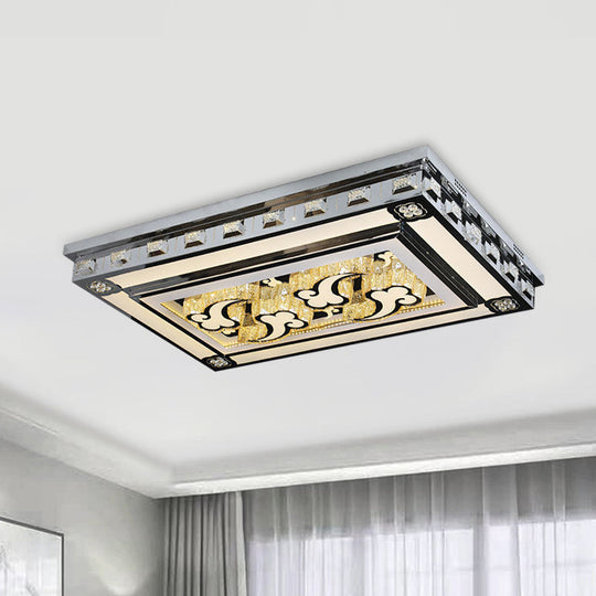 Modernist Led Flush Ceiling Light With Stainless - Steel Star/Cloud Design And Faceted Crystal –