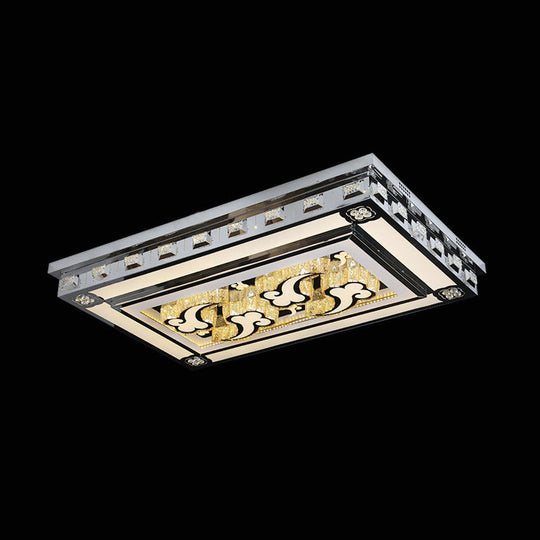 Modernist Led Flush Ceiling Light With Stainless - Steel Star/Cloud Design And Faceted Crystal –
