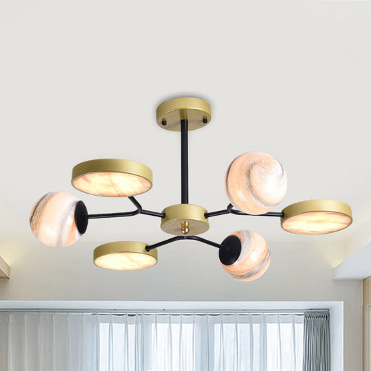 Nordic Gold Sphere Chandelier - Moon Glass Led Pendant Light (4/6/8 Lights) Elegant Ceiling