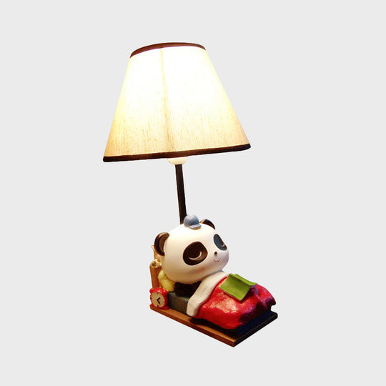 Brielle - Panda Sleeping Bear Resin Table Light Cartoon 1 Head Black-White Nightstand Lamp With