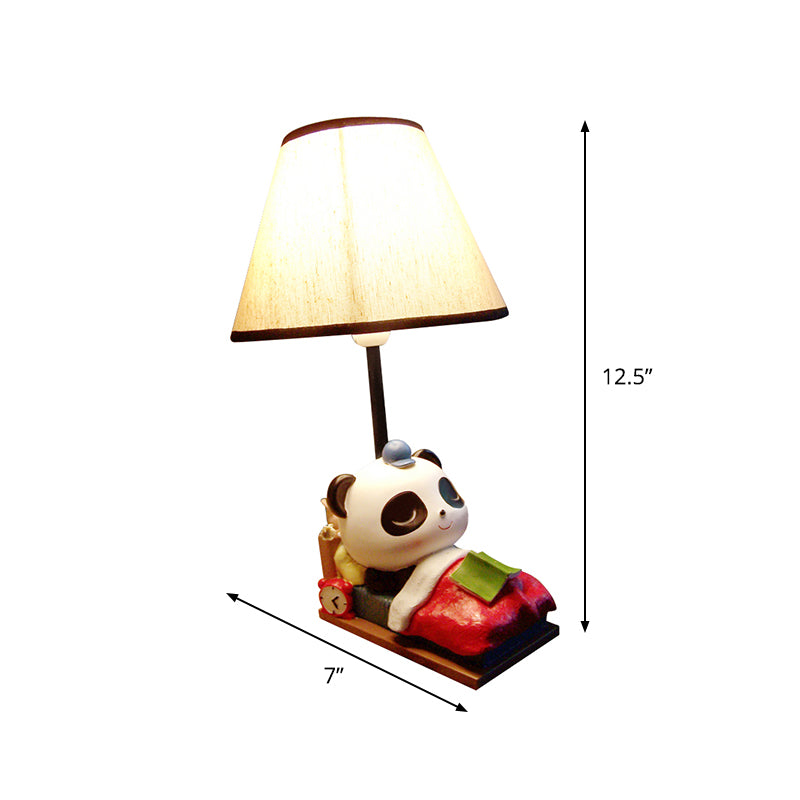 Brielle - Panda Sleeping Bear Resin Table Light Cartoon 1 Head Black-White Nightstand Lamp With
