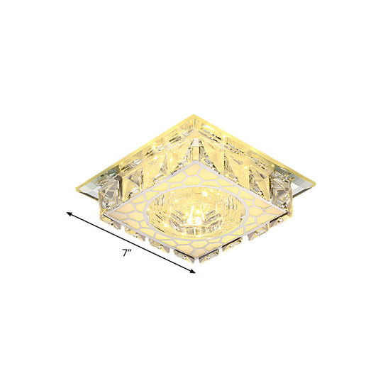 Modern Mini Led Ceiling Flush Mount Light With Clear Crystal For Hallway