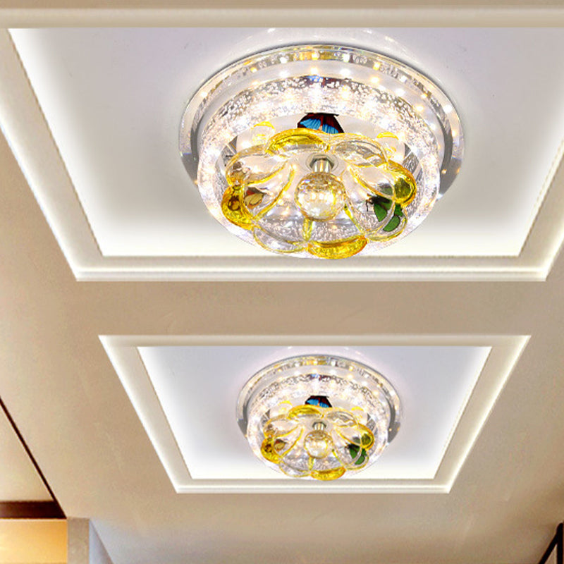 Modern Led Yellow Flushmount Petals Ceiling Light Fixture In Warm/White / White