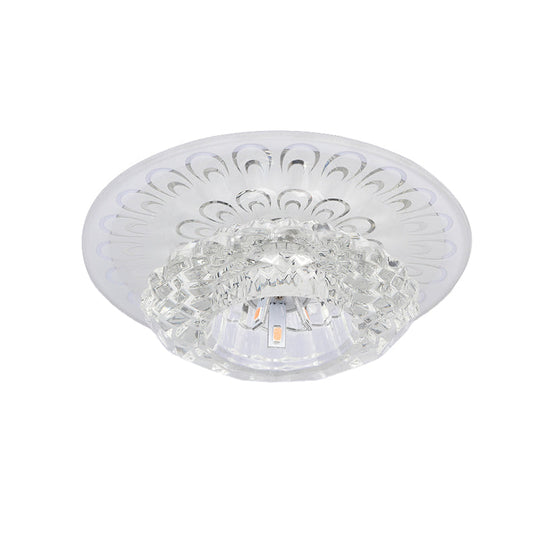 Modern Crystal Flower Hotel Flush Mount Led Ceiling Light Fixture - Layered Design 5.5’/7’ Wide