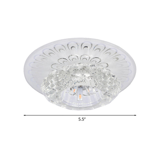 Modern Crystal Flower Hotel Flush Mount Led Ceiling Light Fixture - Layered Design 5.5/7 Wide