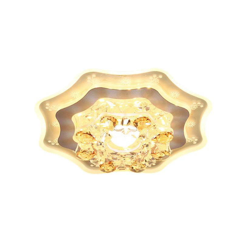 Modern Led Flushmount Recessed Lighting: Geometric & Round Crystal Ceiling Light For Foyer