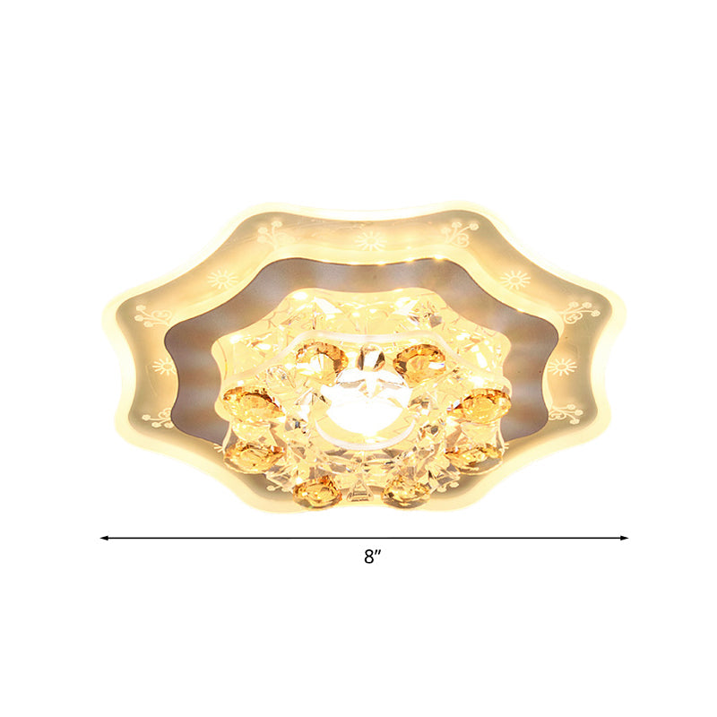 Modern Led Flushmount Recessed Lighting: Geometric & Round Crystal Ceiling Light For Foyer