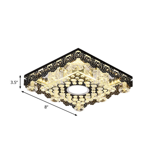 Black Crystal Floral - Trim Led Close - To - Ceiling Lamp - Contemporary Square/Round Design
