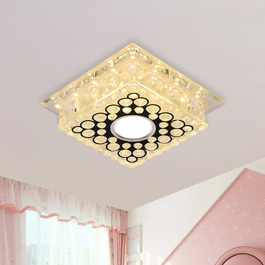 Led Crystal Ceiling Light With Bubble Pattern - Modern Flush Mount Fixture