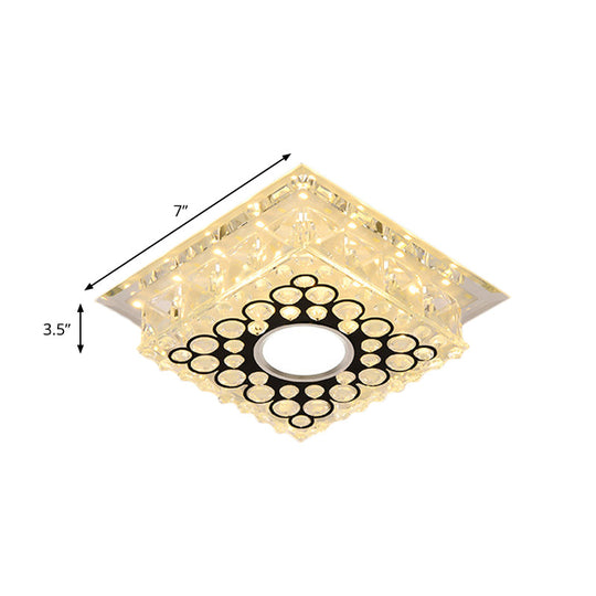 Led Crystal Ceiling Light With Bubble Pattern - Modern Flush Mount Fixture