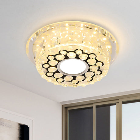 Led Crystal Ceiling Light With Bubble Pattern - Modern Flush Mount Fixture