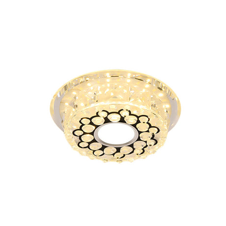 Led Crystal Ceiling Light With Bubble Pattern - Modern Flush Mount Fixture