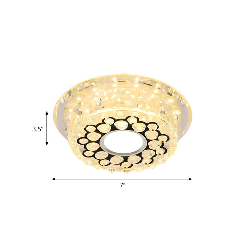 Led Crystal Ceiling Light With Bubble Pattern - Modern Flush Mount Fixture