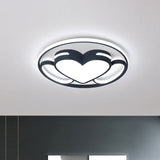 Modern Heart-Shaped Led Ceiling Fixture In Black And White With Warm/White Light /