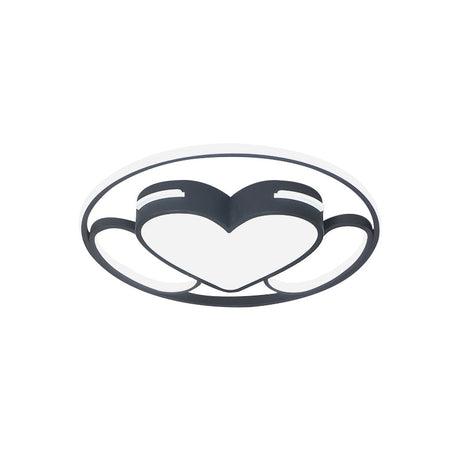 Modern Heart-Shaped Led Ceiling Fixture In Black And White With Warm/White Light