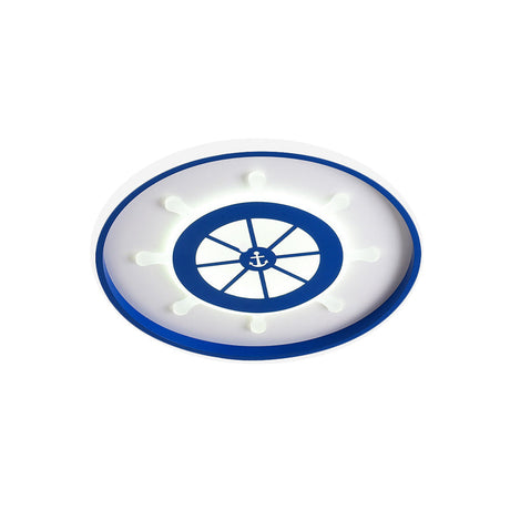 Ultrathin Mediterranean Flush Mount Led Ceiling Light For Kid’s Room In Blue With Warm/White