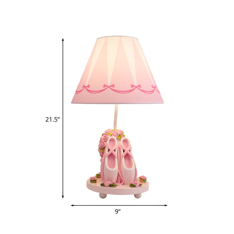 Bailey - Ballet Shoes Girl’s Bedside Night Lamp Resin 1 Head Kids Style Table Light With Cone