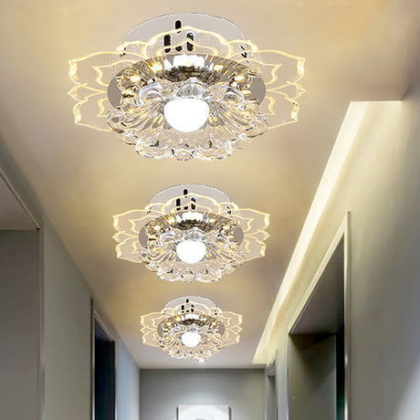 Modern Crystal Led Flush Mount Ceiling Light For Living Room