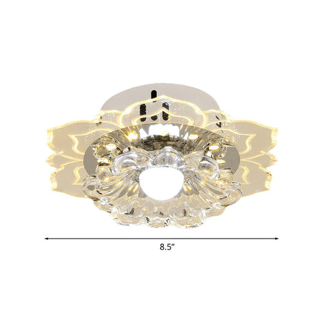 Modern Crystal Led Flush Mount Ceiling Light For Living Room