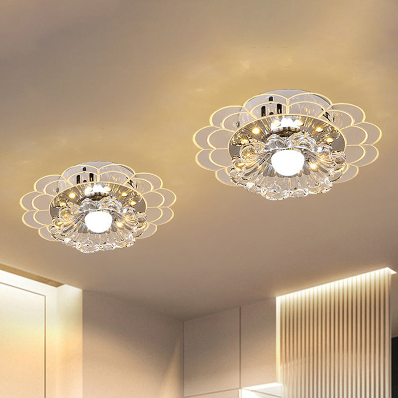 Modern Crystal Led Flush Mount Ceiling Light For Living Room