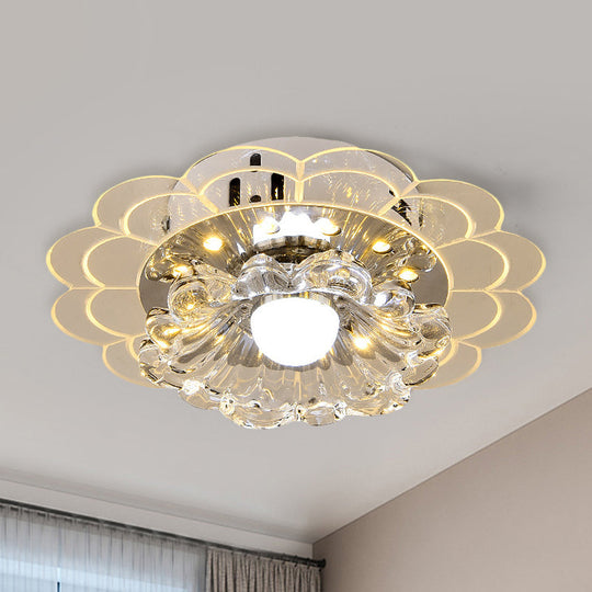 Modern Crystal Led Flush Mount Ceiling Light For Living Room