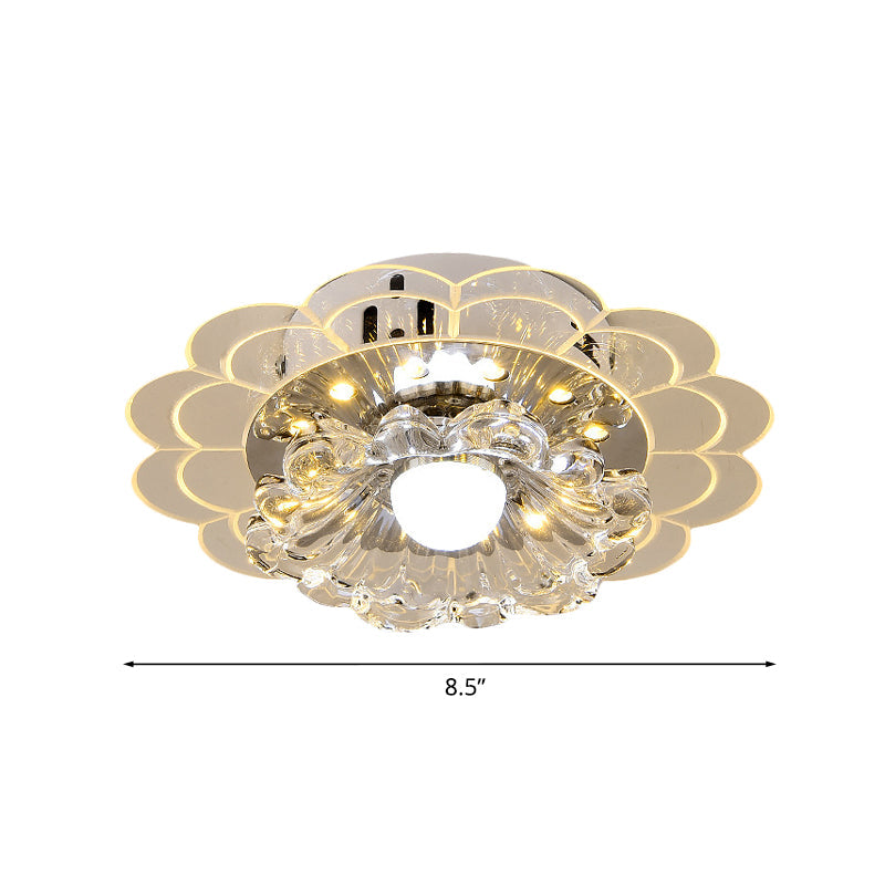 Modern Crystal Led Flush Mount Ceiling Light For Living Room