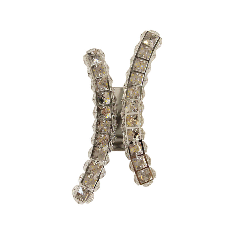 Chrome Curvy Crystal Prism Wall Sconce Led Light For Living Room