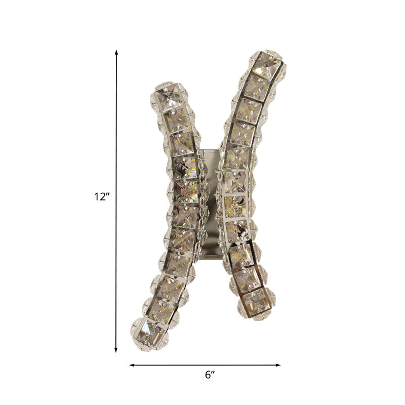 Chrome Curvy Crystal Prism Wall Sconce Led Light For Living Room