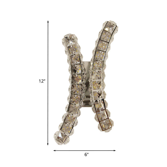 Chrome Curvy Crystal Prism Wall Sconce Led Light For Living Room