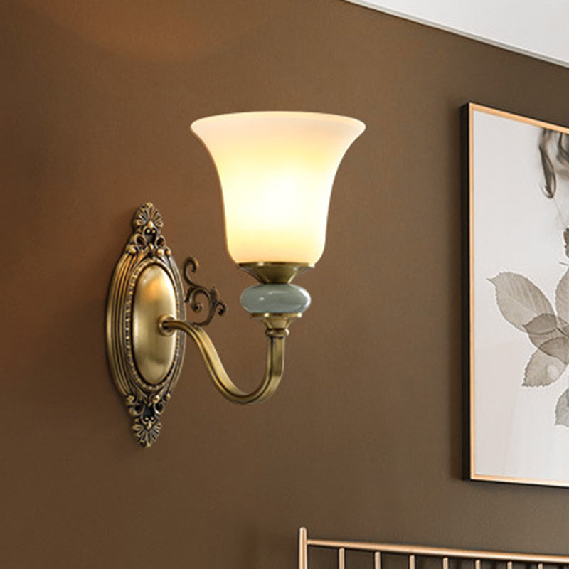 Frosted Glass Wall Lamp With Vintage Brass Finish For Bedside And Lighting 1 /