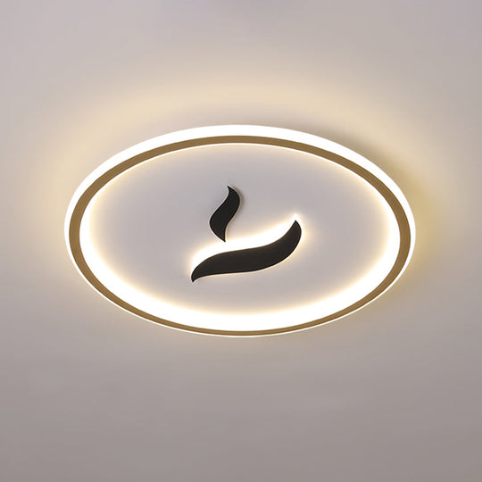 Black/Gold Led Flush Lamp With White/Warm Light And Minimalist Design For Bedroom