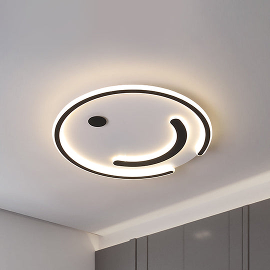 Sleek Round Led Flushmount Lamp In Black/Gold Or White/Warm Light For Bedroom Ceiling Black / Warm
