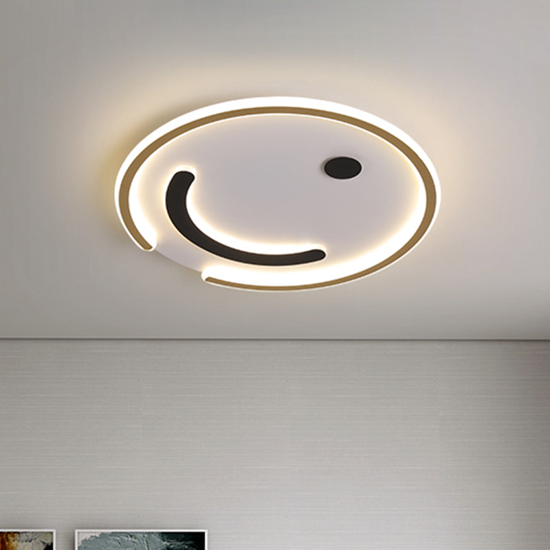 Sleek Round Led Flushmount Lamp In Black/Gold Or White/Warm Light For Bedroom Ceiling