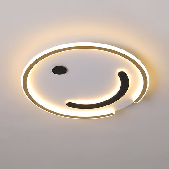 Sleek Round Led Flushmount Lamp In Black/Gold Or White/Warm Light For Bedroom Ceiling