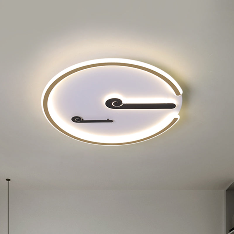 Black/Gold Led Acrylic Shade Ceiling Light For Bedroom - Flushmount Circle Fixture With Warm/White