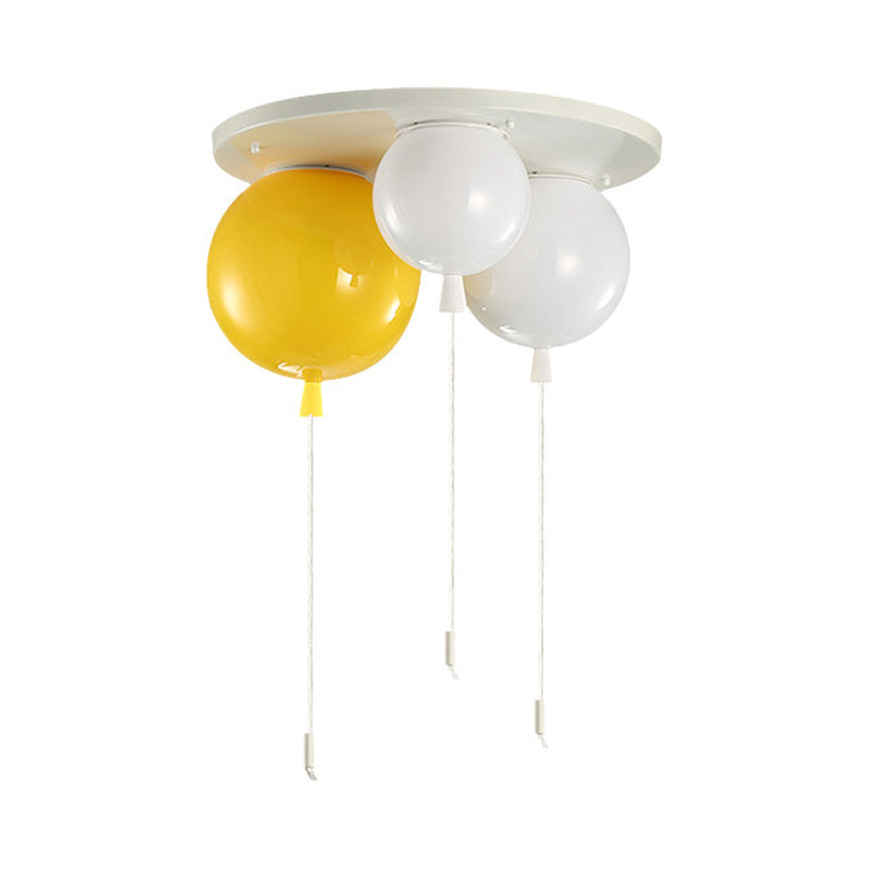 White Flush Mount Acrylic Balloon Ceiling Light Fixture - Nursery Lighting With 3/5 Heads