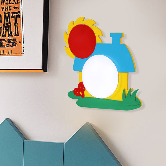 Colorful Wooden Led Cartoon House Wall Light For Nursery