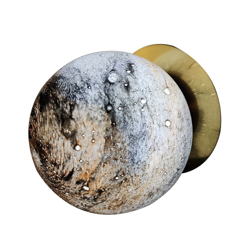 Creative Yellow/Blue Led Wall Sconce Lighting Fixture For Bedroom - Planet Frosted Glass Lamp