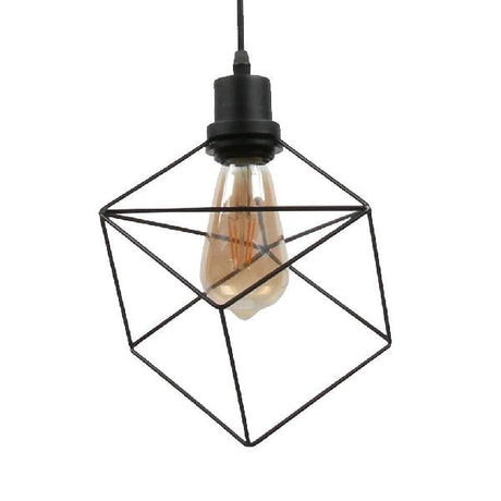 Metal Caged Pendant Lighting - Farmhouse Style Hanging Lamp 1 Light Black (1/3-Pack) / D