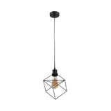 Metal Caged Pendant Lighting - Farmhouse Style Hanging Lamp 1 Light Black (1/3-Pack)