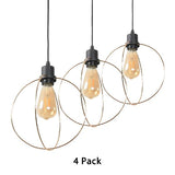 Metal Caged Pendant Lighting - Farmhouse Style Hanging Lamp 1 Light Black (1/3-Pack)
