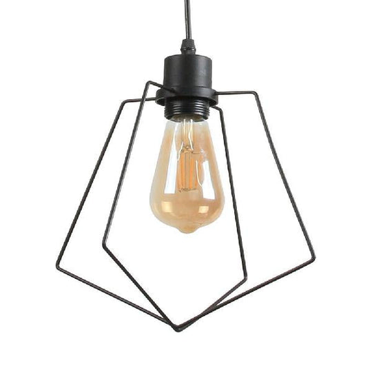 1/3-Pack Pentagon Metal Suspended Light Loft Style Hanging Lamp In Black/Gold Finish Black / 1
