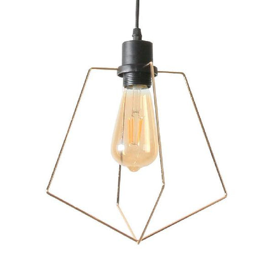 1/3-Pack Pentagon Metal Suspended Light Loft Style Hanging Lamp In Black/Gold Finish Gold / 1