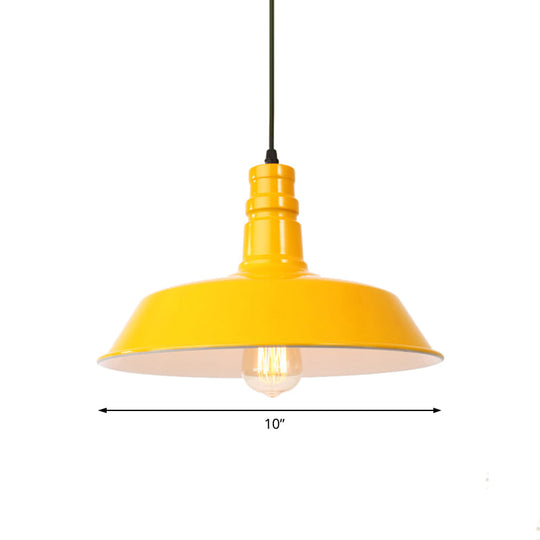 Retro Metal Barn Shade Hanging Lamp - Pink/Yellow 10/14/18 Diameter