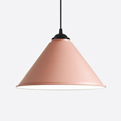 Retro Style Metal Cone Shade Ceiling Light - Black/Gray/White 1 Bedroom Hanging Lamp